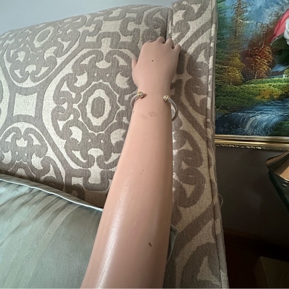 David Yurman Sterling Silver Station 5mm Cuff Bangle Bracelet - Picture 9 of 16